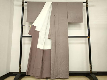 平和屋着物●上質な色無地　芝地紋　胡桃染色　高島屋扱い　正絹　逸品　AABJ1519ck