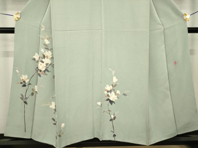 平和屋着物●本加賀友禅作家　南克治　訪問着　枝花文　正絹　逸品　AABJ1520ck