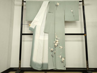 平和屋着物●本加賀友禅作家　南克治　訪問着　枝花文　正絹　逸品　AABJ1520ck