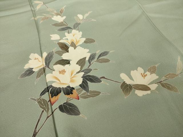 平和屋着物●本加賀友禅作家　南克治　訪問着　枝花文　正絹　逸品　AABJ1520ck
