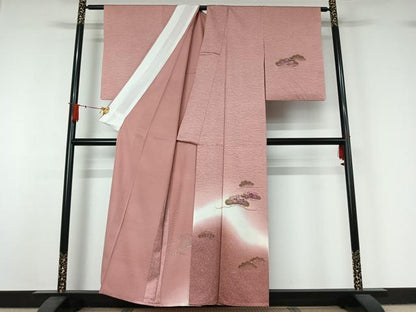 平和屋着物▽訪問着　単衣　総刺繍　駒刺繍　松竹梅　暈し染め　金銀糸　正絹　逸品　AABJ1521jh