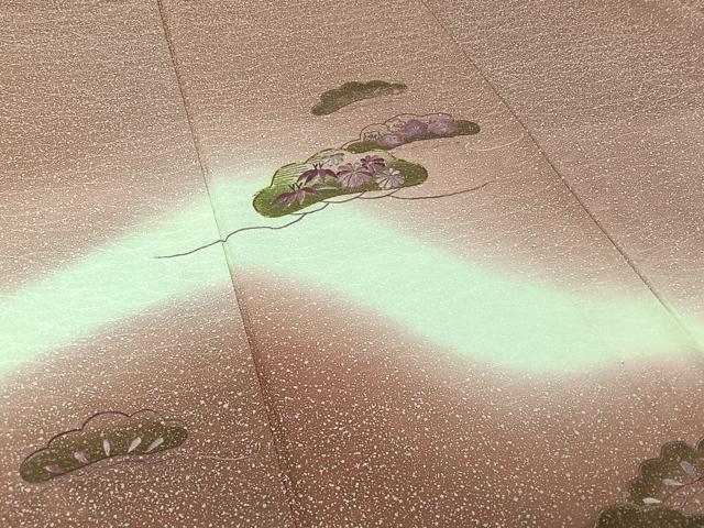 平和屋着物▽訪問着　単衣　総刺繍　駒刺繍　松竹梅　暈し染め　金銀糸　正絹　逸品　AABJ1521jh