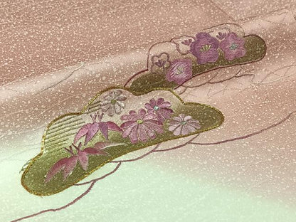 平和屋着物▽訪問着　単衣　総刺繍　駒刺繍　松竹梅　暈し染め　金銀糸　正絹　逸品　AABJ1521jh