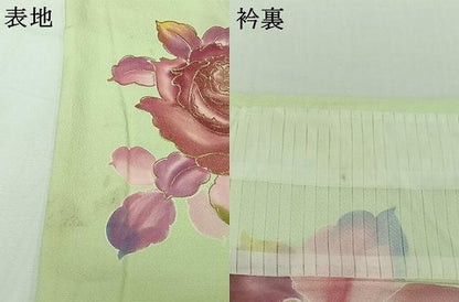 平和屋着物▽訪問着　単衣　枝花文　金彩　正絹　逸品　AABJ1523jh
