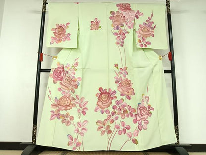 平和屋着物▽訪問着　単衣　枝花文　金彩　正絹　逸品　AABJ1523jh