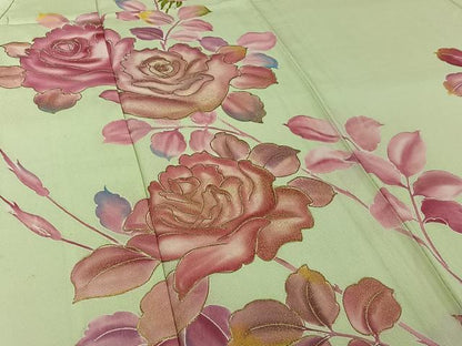 平和屋着物▽訪問着　単衣　枝花文　金彩　正絹　逸品　AABJ1523jh