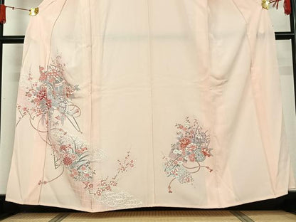 平和屋着物▽訪問着　単衣　吉祥花車文　正絹　逸品　AABJ1524jh