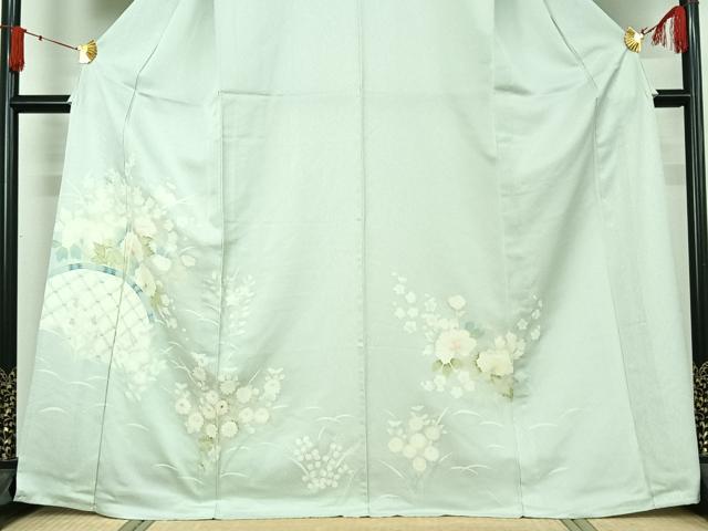 平和屋着物▽訪問着　単衣　花籬文　正絹　逸品　AABJ1525jh