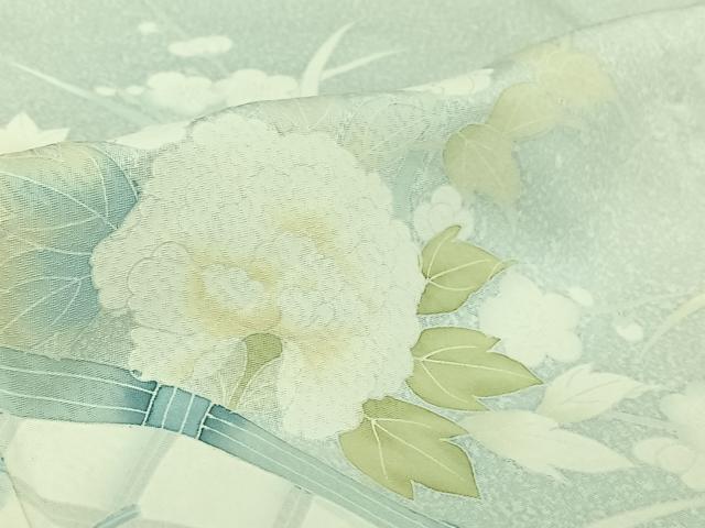 平和屋着物▽訪問着　単衣　花籬文　正絹　逸品　AABJ1525jh