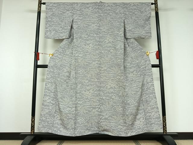 平和屋着物▽上質な小紋　単衣　流水花文　正絹　逸品　AABJ1526jh