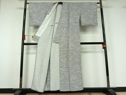 平和屋着物▽上質な小紋　単衣　流水花文　正絹　逸品　AABJ1526jh