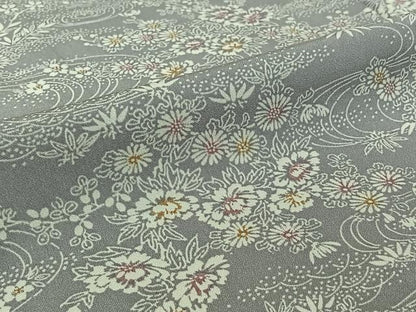 平和屋着物▽上質な小紋　単衣　流水花文　正絹　逸品　AABJ1526jh