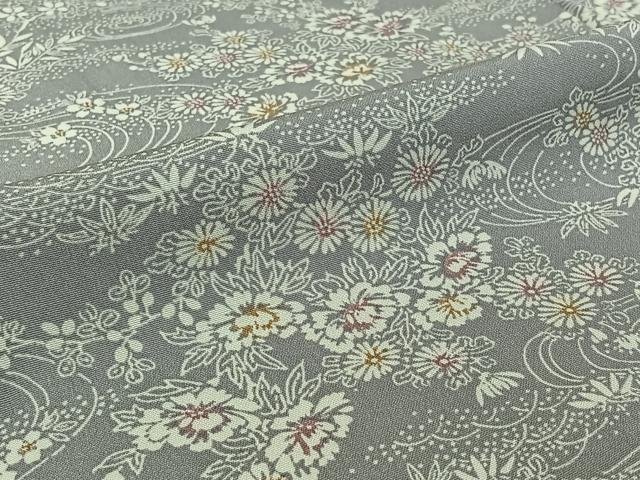 平和屋着物▽上質な小紋　単衣　流水花文　正絹　逸品　AABJ1526jh