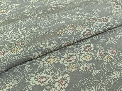 平和屋着物▽上質な小紋　単衣　流水花文　正絹　逸品　AABJ1526jh