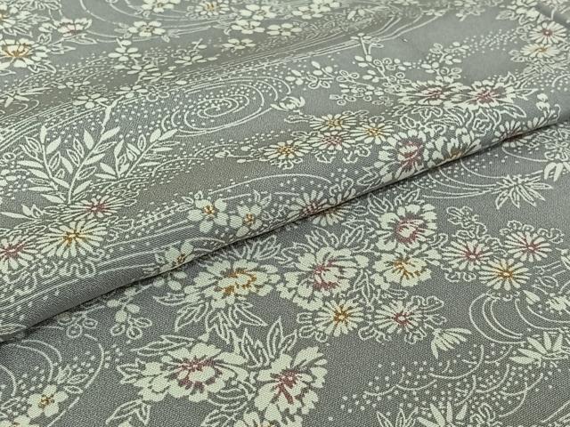 平和屋着物▽上質な小紋　単衣　流水花文　正絹　逸品　AABJ1526jh