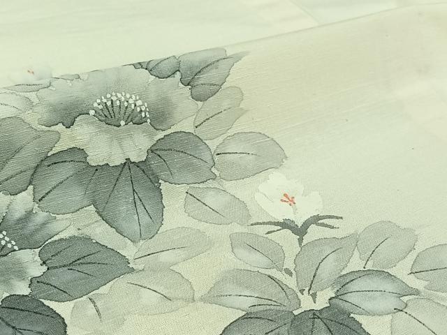 平和屋着物▽結城紬　訪問着　単衣　枝花文　証紙付き　正絹　逸品　AABJ1527jh