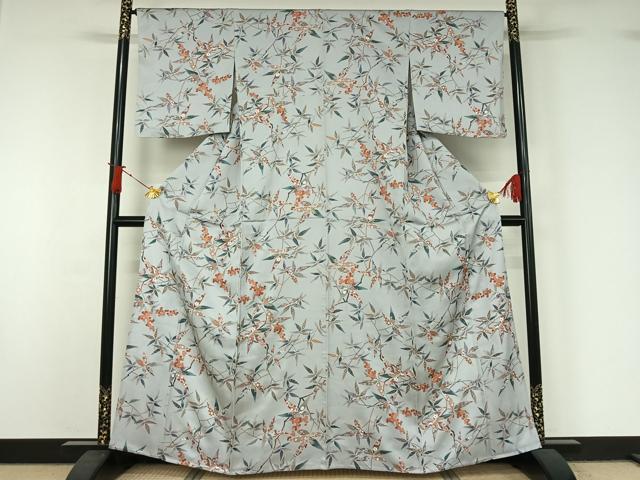平和屋着物▽上質な小紋　単衣　南天文　金彩　正絹　逸品　AABJ1529jh