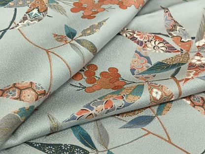 平和屋着物▽上質な小紋　単衣　南天文　金彩　正絹　逸品　AABJ1529jh