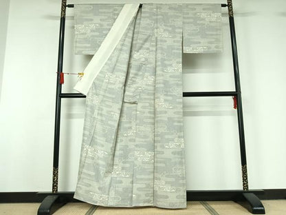 平和屋着物▽本場大島紬　単衣　9マルキ　霞花文　正絹　逸品　AABJ1531jh