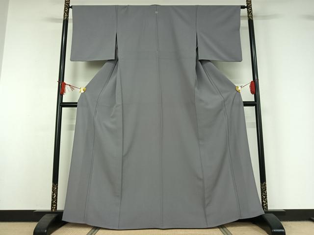 平和屋着物▽洗える最高級着物　＜英＞はなぶさ謹製　色無地　単衣　暁鼠色　鬼しぼ縮緬　洗える着物　AABJ1533jh