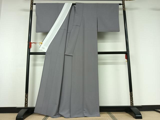 平和屋着物▽洗える最高級着物　＜英＞はなぶさ謹製　色無地　単衣　暁鼠色　鬼しぼ縮緬　洗える着物　AABJ1533jh