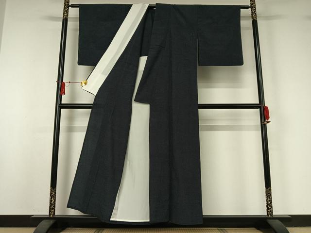 平和屋着物▽本塩沢　単衣　蚊絣　証紙付き　正絹　逸品　AABJ1535jh