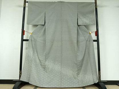 平和屋着物▽本塩沢　訪問着　単衣　110亀甲　麻の葉文様　正絹　逸品　AABJ1536jh
