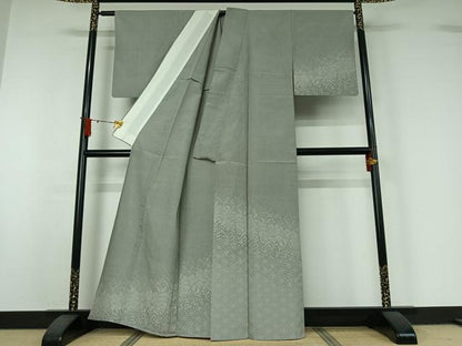 平和屋着物▽本塩沢　訪問着　単衣　110亀甲　麻の葉文様　正絹　逸品　AABJ1536jh