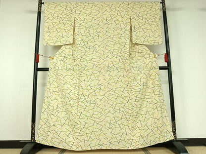 平和屋着物▽上質な小紋　単衣　竹久夢二　マッチ棒　正絹　逸品　AABJ1539jh