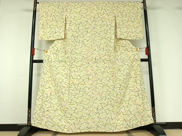 平和屋着物▽上質な小紋　単衣　竹久夢二　マッチ棒　正絹　逸品　AABJ1539jh