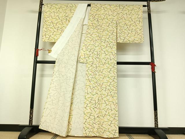 平和屋着物▽上質な小紋　単衣　竹久夢二　マッチ棒　正絹　逸品　AABJ1539jh