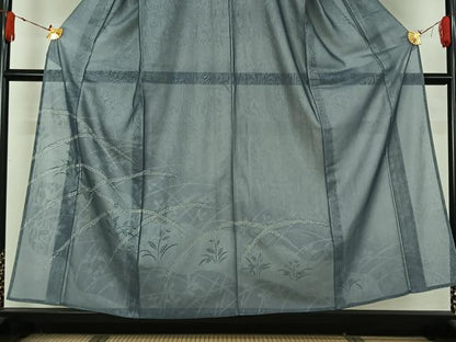 平和屋着物▽訪問着　無双　紗袷　紗×紗　手描き　芝花文　正絹　逸品　AABJ1544jh