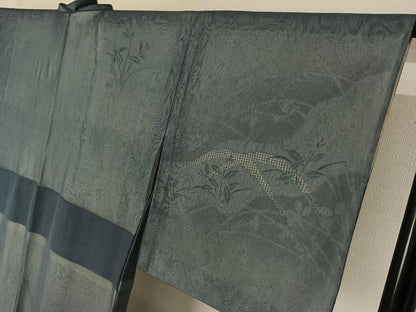 平和屋着物▽訪問着　無双　紗袷　紗×紗　手描き　芝花文　正絹　逸品　AABJ1544jh
