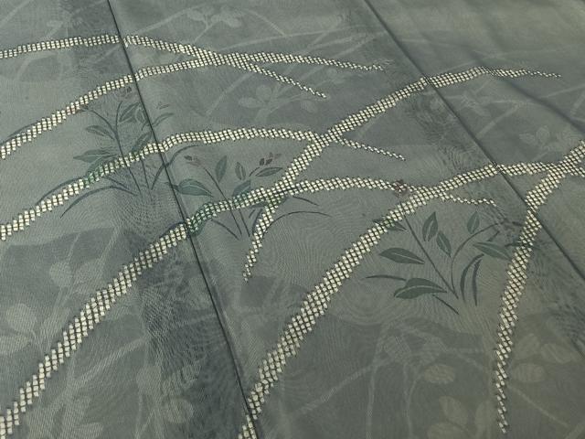 平和屋着物▽訪問着　無双　紗袷　紗×紗　手描き　芝花文　正絹　逸品　AABJ1544jh
