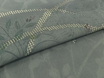 平和屋着物▽訪問着　無双　紗袷　紗×紗　手描き　芝花文　正絹　逸品　AABJ1544jh
