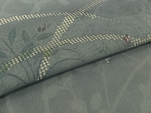平和屋着物▽訪問着　無双　紗袷　紗×紗　手描き　芝花文　正絹　逸品　AABJ1544jh