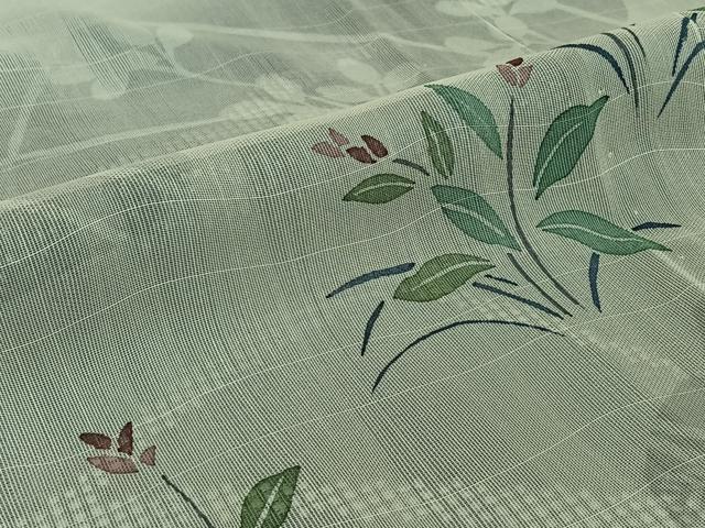 平和屋着物▽訪問着　無双　紗袷　紗×紗　手描き　芝花文　正絹　逸品　AABJ1544jh