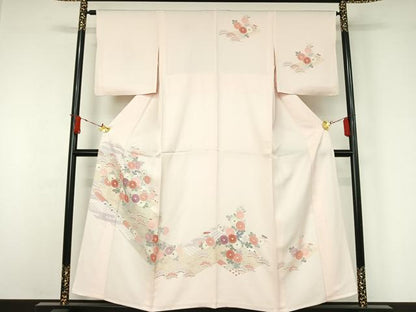 平和屋着物▽訪問着　単衣　吉祥花文　金銀彩　正絹　逸品　AABJ1545jh