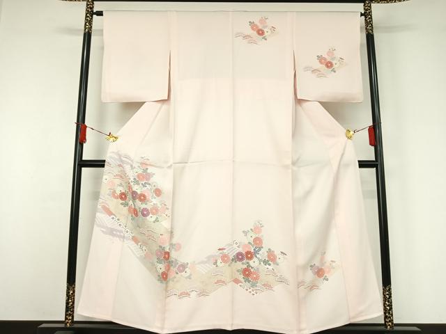 平和屋着物▽訪問着　単衣　吉祥花文　金銀彩　正絹　逸品　AABJ1545jh