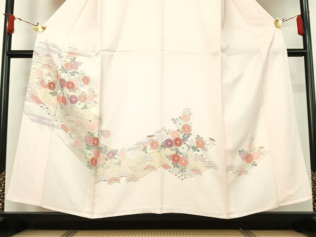 平和屋着物▽訪問着　単衣　吉祥花文　金銀彩　正絹　逸品　AABJ1545jh