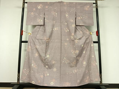 平和屋着物▽上質な紬　単衣　絞り　辻が花　正絹　逸品　AABJ1546jh