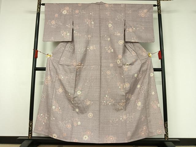 平和屋着物▽上質な紬　単衣　絞り　辻が花　正絹　逸品　AABJ1546jh