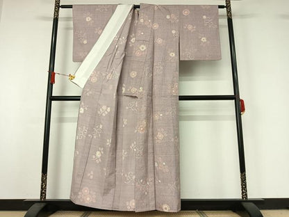 平和屋着物▽上質な紬　単衣　絞り　辻が花　正絹　逸品　AABJ1546jh