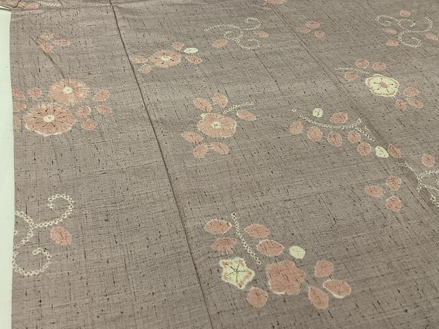 平和屋着物▽上質な紬　単衣　絞り　辻が花　正絹　逸品　AABJ1546jh