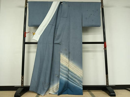 平和屋着物▽訪問着　単衣　刺繍　花丸文　暈し染め　金糸　正絹　逸品　AABJ1547jh