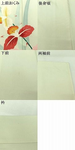 平和屋着物▽訪問着　単衣　作家物　草花文　正絹　逸品　AABJ1554jh