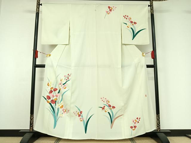 平和屋着物▽訪問着　単衣　作家物　草花文　正絹　逸品　AABJ1554jh