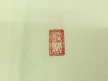 平和屋着物▽訪問着　単衣　作家物　刺繍　切嵌吉祥花文　金糸　正絹　逸品　AABJ1557jh