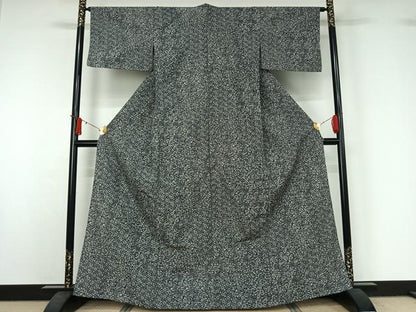 平和屋着物▽小紋　単衣　草花文　洗える着物　AABJ1562jh