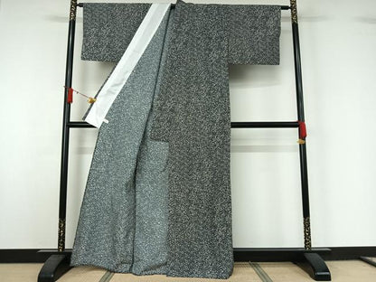 平和屋着物▽小紋　単衣　草花文　洗える着物　AABJ1562jh